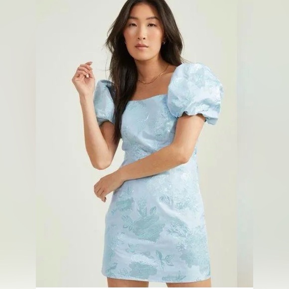 Altar'd State Light Blue Puff-Sleeve Mini Dress size M - Picture 2 of 8